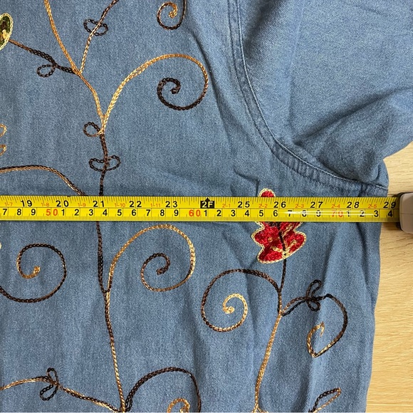Adrian Delafield vintage embroidered denim button down size 3x - Picture 4 of 5